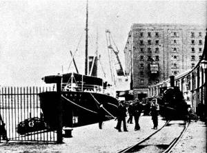 The grain sheds and granary at Prince's Wharf, City Docks, in the early 1900s.