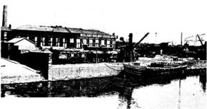 Midland Railway Depot, St. Philip's, circa 1904, showing the wealth of traffic on tap. The view also shows one of the Midland Railway barges that plied between St. Philip's and the City Docks.