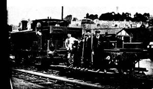The late Mr W. A. Jupp, pictured with his shunting crew at Canon's Marsh on 25th July 1935. In the distance Brandon Hill and Cabot Tower can be seen. Paul Holley